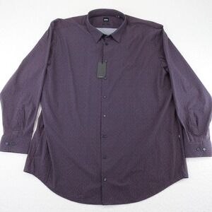 Boss Stretch Button Up Shirt Mens 4XL Blue Red Geometric‎ Print Hugo Boxx